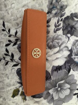 Tory Burch Orange Saffiano Leather Gold Logo Eye Glasses 