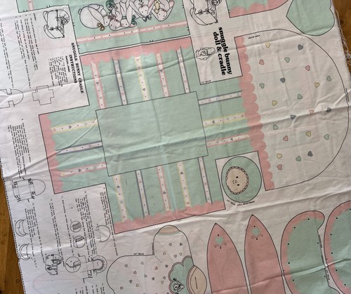 Daisy Kingdom Fabric Panel Snuggle Bunny Doll & Cradle Vintage 1991 Uncut - Picture 5 of 6