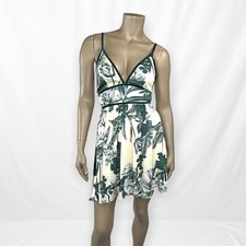 LULU'S XS Your Type Teal Green and Cream Floral Print Dress Summer Casual