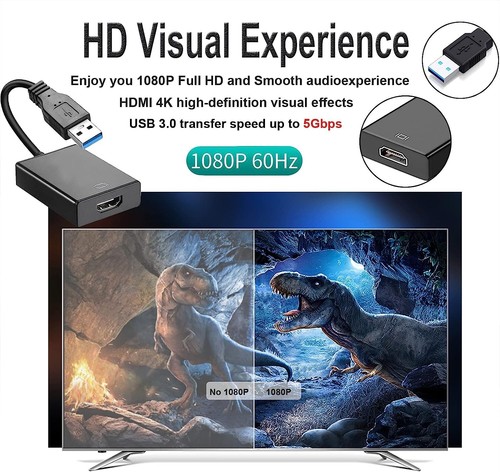 USB A to HDMI Display Adapter -USB 3.0/2.0 to HDMI 1080P Cable Converter Adapter - Picture 6 of 12