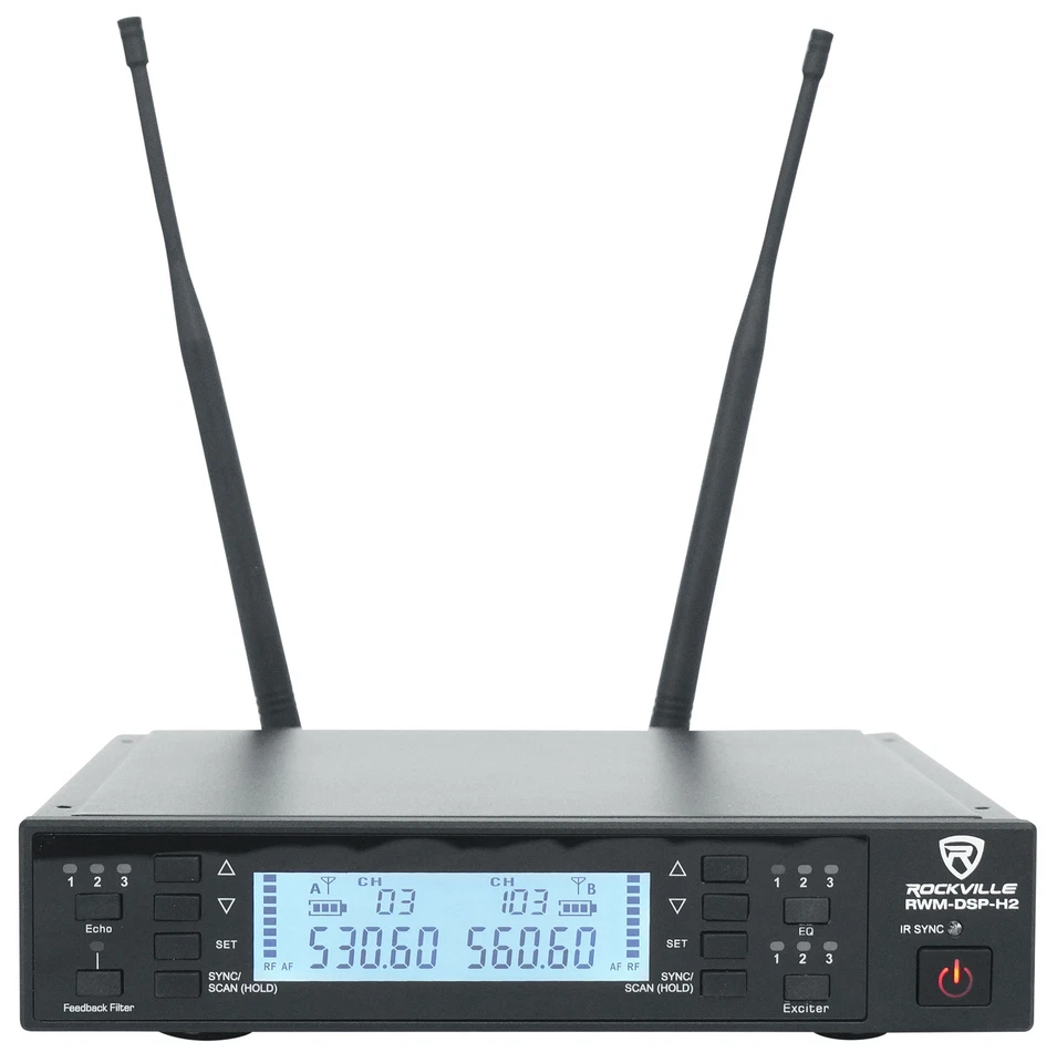 Rockville RWM-DSP-H2 Wireless Dual Handheld UHF 200 Ch. Microphone System w/DSP - Image 2 of 4