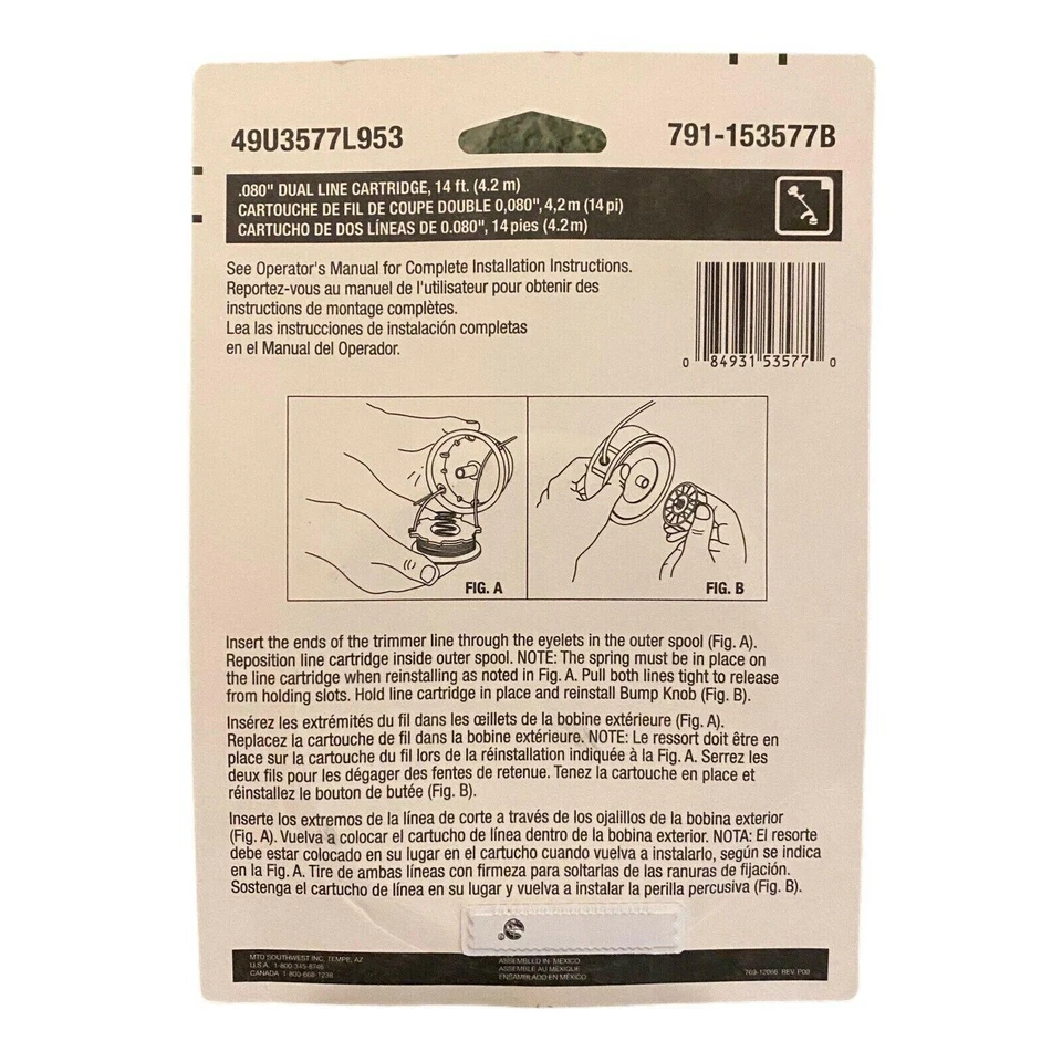 MTD Genuine Parts .080" Splitline 14ft Dual Line Trimmer Replacement Cartridge - Image 3 of 4