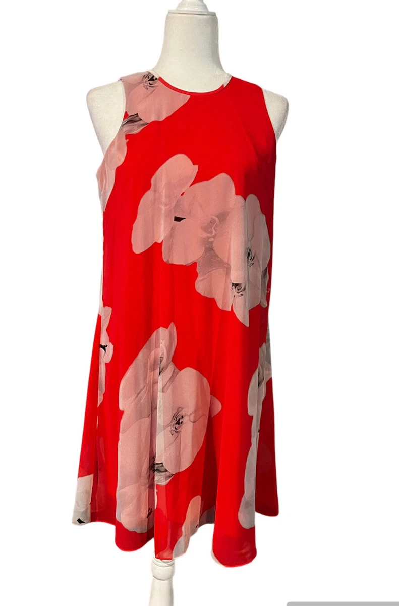Calvin Klein Coral Floral Orchid Dress Size 6 | eBay