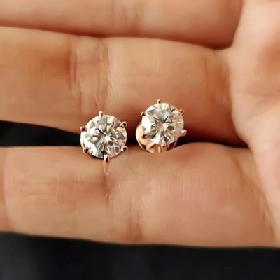 4.20 Ct Treated White Diamond Stud Earrings 925 Silver Certified Great Shine