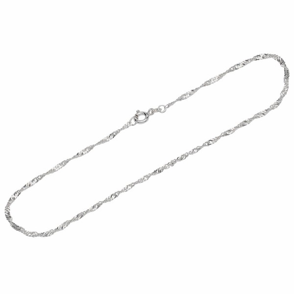 Fusskette 925 Sterling Silber 26Cm Singapurkette Damen Fusskette Diamantiert Neu-image