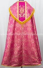 Metallic Dark Rose  Cope & Stole Set with IHS embroidery,capa pluvial