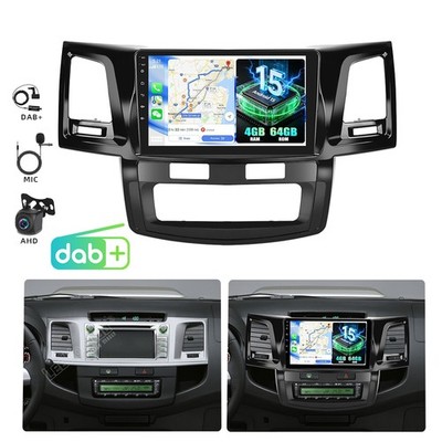 4G+ 64GB Autoradio Android 15 DAB+ Carplay WIFI GPS Für TOYOTA HILUX 2005-2014