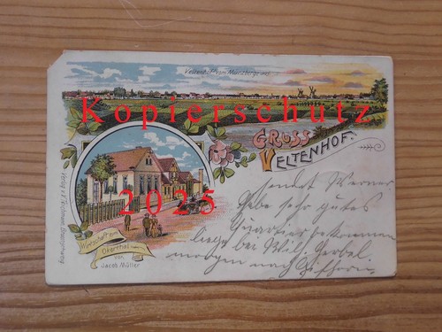 Litho-AK Veltenhof, Wirtschaft zum Okertal, Braunschweig, gel. 1905 Salzdahlum