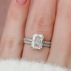 3.5Ct Radiant Cut D Moissanite Bridal Set Engagement Ring 14K White Gold Plated — photo 6