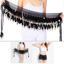 Women Belly Dance Hip Scarf Belly Dancing Belt Skirt Waist Chain With Gold Coins