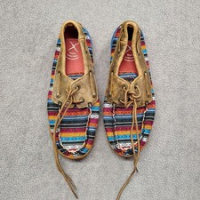 TWISTED X Women Size 8.5M Serape Bomber Moccasins Aztec Driving Shoes WDM0076.