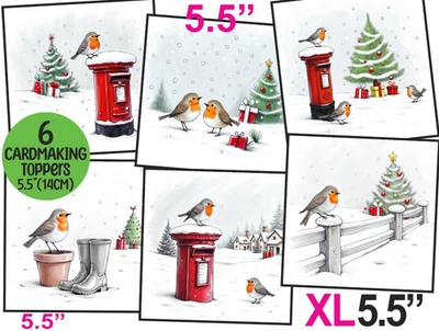 WEDDING WISHES UK Christmas Robin Cute/Unique Card Toppers Cardmaking Scrapbooking Tags XL 5.5"