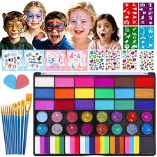 42 Colors Face Painting Kit with Split Cake,UV Glow,Face Paint Palette