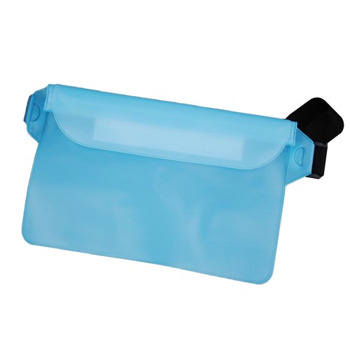 (Light Blue)Waterproof Pouch With Waist Strap PVC Three Layer Sealed AG