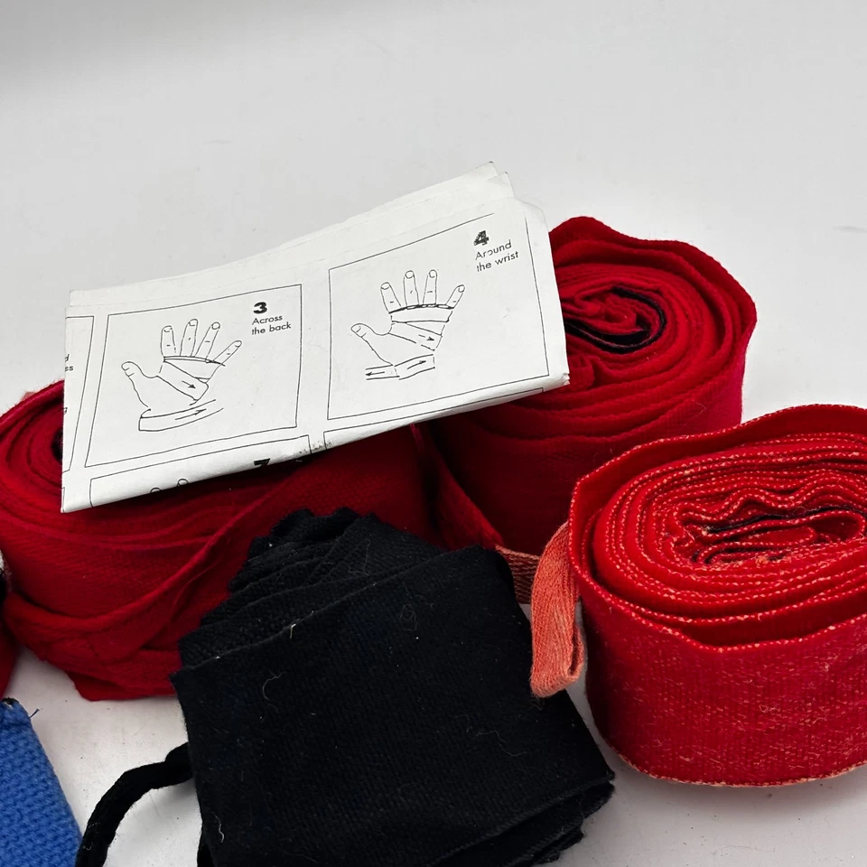 Rival and Flexsports Boxing Hand Wraps Lot Red Black Blue Vintage Made in USA - Image 3 of 3