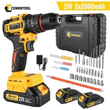 21V Brushless Cordless Drill Set Power Drill Driver Bit With 2 Battery & Charger