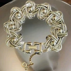 Kramer of NY Bracelet silver tone interlock rope style links  domed balls vtg