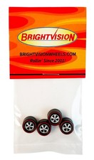 4 Brightvision Redline Wheels - 4 Medium Deep Dish Dull Chrome Bearing Style