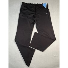 VTG Nike Track Pants Large Wide Leg Black Blue Athletic 12-14 Polyester