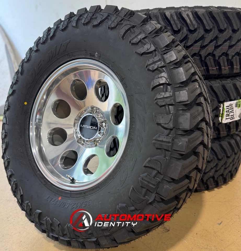17x9 Vision Midway Polished 35" Atturo MT Tires 5X135 1997-2003 Ford F150 5 lug - Image 3 of 4