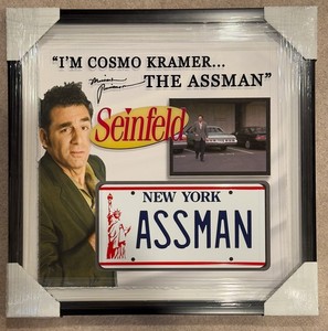 Seinfeld Kramer ASSMAN 3D Framed Metal Replica License Plate Display NEW