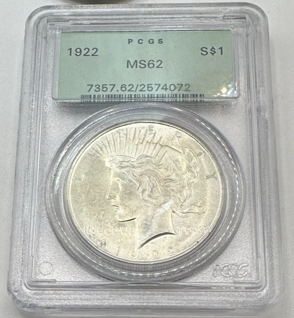 未使用pcgs社MS62アメリカ銀貨、1922年 1922 Year Grade MS 62 Peace US Dollars (1921-1935) for sale | eBay