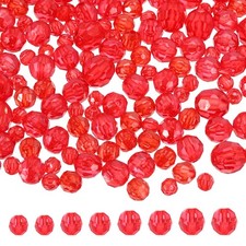850 Pcs Acrylic Round Faceted Beads 6mm 8mm 10mm 12mm Loose Bead, Red