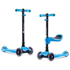 2-in-1 Kids Kick Scooter, Adjustable Height Handlebars and Removable Seat