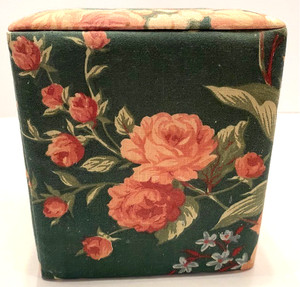 Vtg. Croscill Floral Fabric Covered Granada Green/Pink Square Tissue Box Cover
