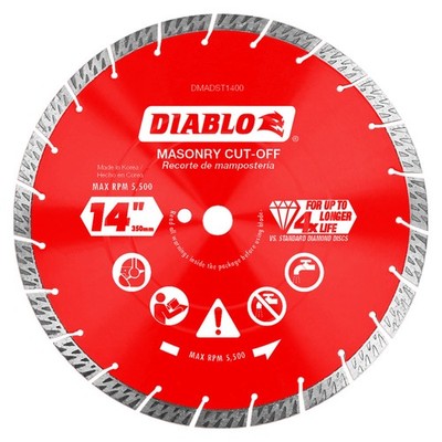 Diablo Tools, 14in. Diamond Segmented Turbo Masonry Cut-Off Blade, Blade