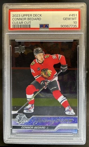 2023-24 Upper Deck Connor Bedard Clear Cut Young Guns RC #451 Blackhawks PSA 10