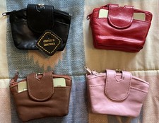 Genuine Leather Small 3 Pocket Coin Purse Various Colors NEW