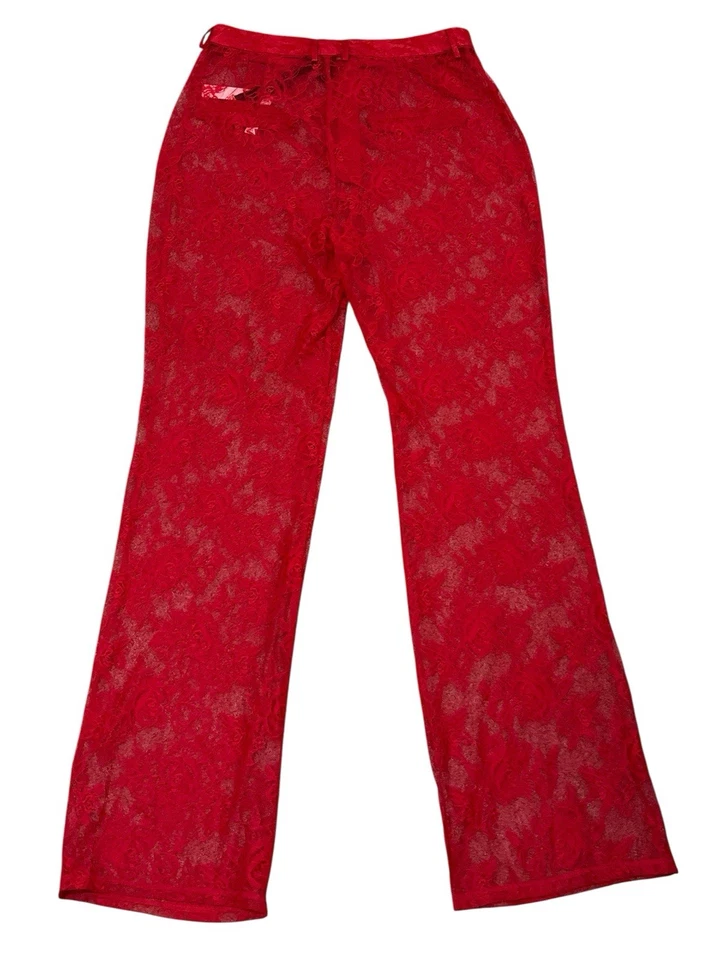 Pantalones Victoria Secret Archives Rosa Encaje Rojo Sólido Floral Talla Mediana Foto 3 de 3