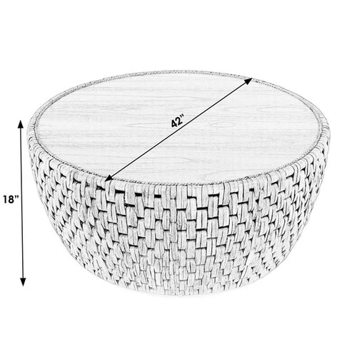 Butler Specialty Company Captiva Round Rattan Drum Coffee Table - Natural Rattan - Picture 6 of 6