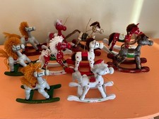 You Choose Vintage Enesco /Taiwan Wooden Rocking Horse Christmas Ornament 3.25"