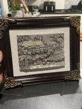 Vintage Italian  Silver  Bas Relief Sculpture Framed Picture 27cm x 23cm