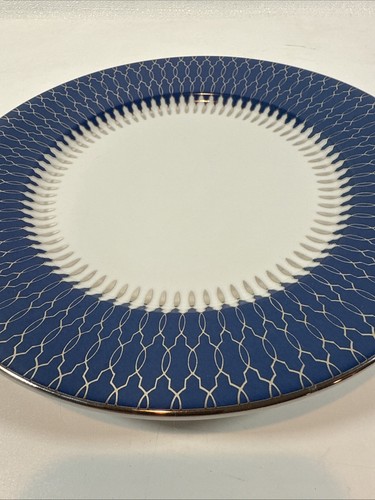 Williams Sonoma 8" Regal Salad Appetizer Plate Blue Silver White Portugal - Picture 3 of 13