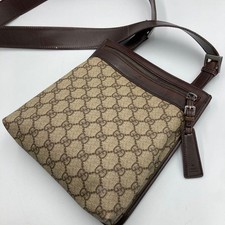 GUCCI 92562 001013 GG Supreme Shoulder Bag PVC Leather Brown Vintage From Japan