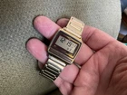 Timex Q mens vintage LCD watch the bar gold tone new batt alarm works perfect