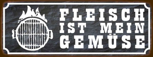 Holzschild 10X27 Cm Grill Fleisch Ist Mein GemüSe Essen Trinken Deko Geschenk Ho-image