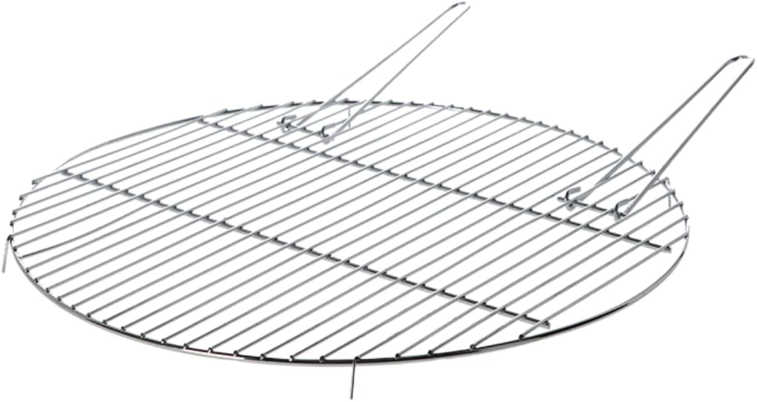 60cm BBQ Grill Grate for Fire Bowls - Round Alloy Steel Barbecue Grid, Silver