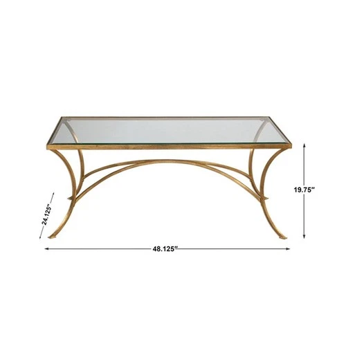 Uttermost Alayna Contemporary Metal and Wood Coffee Table in Gold - Picture 3 of 3