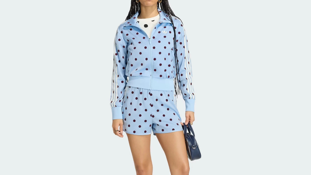 adidas Women's Originals Modern SATIN POLKA DOTS TT Track Top Blue adidas Women's Originals Modern SATIN POLKA DOTS TT Track Top Blue