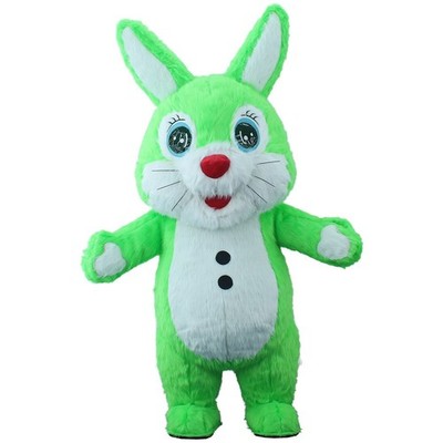 Inflatable Costume Green Bunny Plush Mascot Easter Cosplay Party Event Outfit