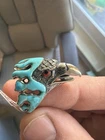 Vintage Sterling Silver 925 Eagle Head Ring Turquoise