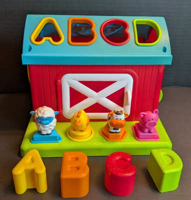 Infantino Shape Sorting Barn Complete ABC Cow Chicken Sheep Pig Sorter Toy