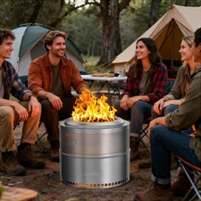 Portable Outdoor Smokeless Fire Pit Stainless Steel Wood Burning Stove with Bag