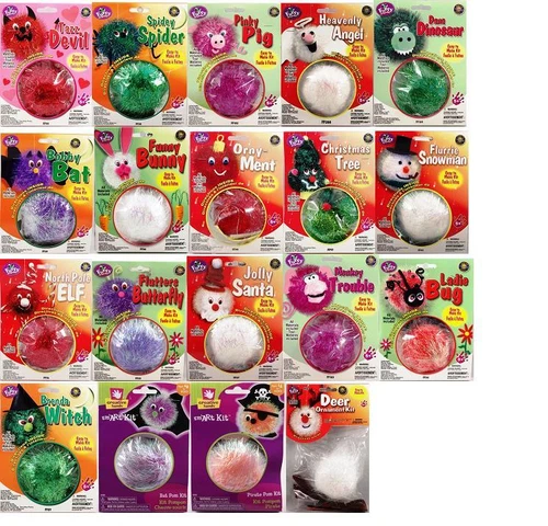 Kids Crafts - Holiday/Seasonal Easy-To-Make Jumbo Pom Ornament Kits 