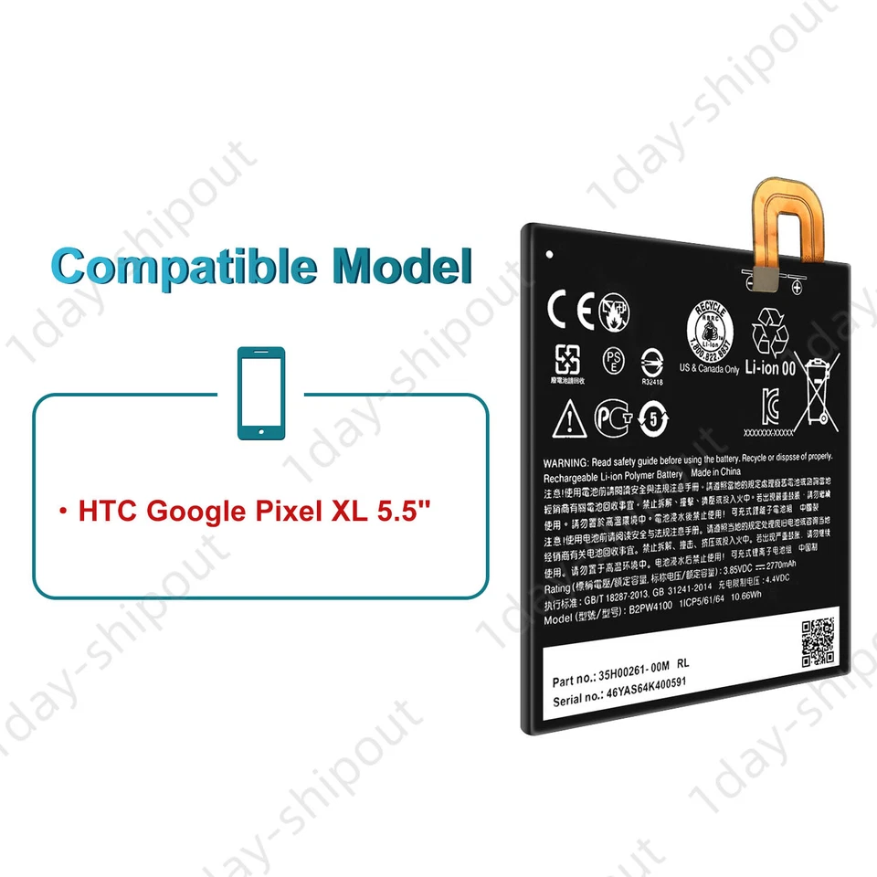 Batería de repuesto para Google Pixel 1ª generación B2PW4100 + Herramientas Foto 4 de 4