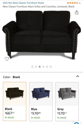 Black Loveseat- New Classic Furniture Alani Sofas, Couch, & Loveseat